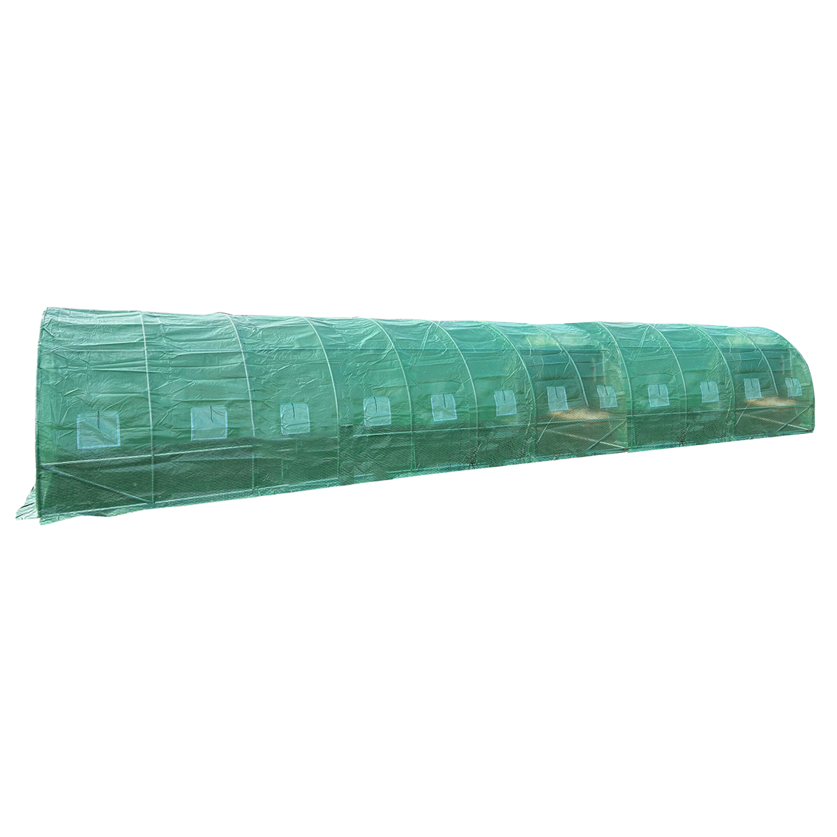 Solar de gradina 1200x300x200cm cu sistem irigare, folie verde PE cu plasa 140g/mp UV, 24 ferestre, 2 usi, teava otel galvanizat 25mm THOR - imagine 2