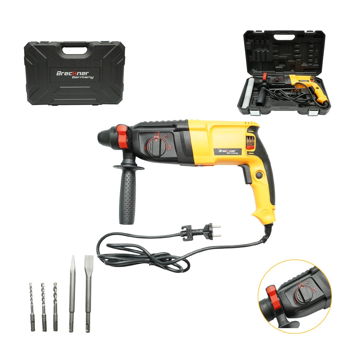 Ciocan rotopercutor 800W, 3 Joule, mandrina SDS Plus, diametru gaurire 26mm, turatie 0-1150 r/min Breckner Germany