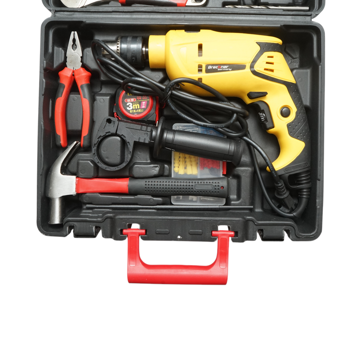 Trusa bormasina cu percutie 600W, 220V, mandrina 13mm, turatie 3300rpm cu scule si unelte 47 piese Breckner Germany - imagine 6