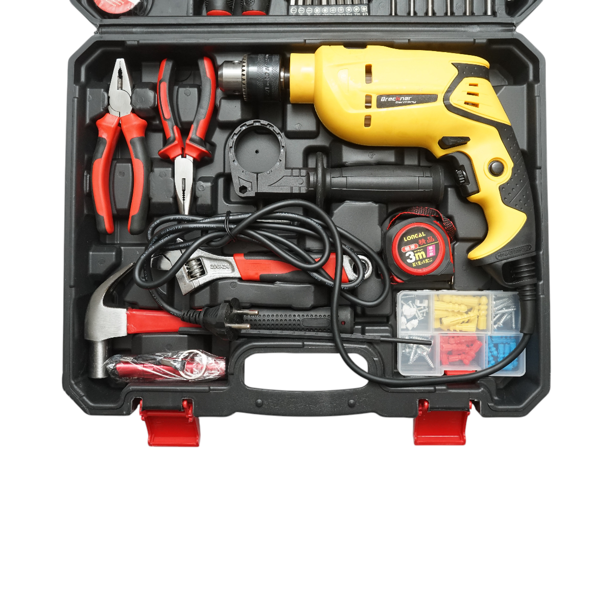 Trusa bormasina cu percutie 600W, 220V, mandrina 13mm, turatie 3300rpm cu scule si unelte 66 piese Breckner Germany - imagine 6
