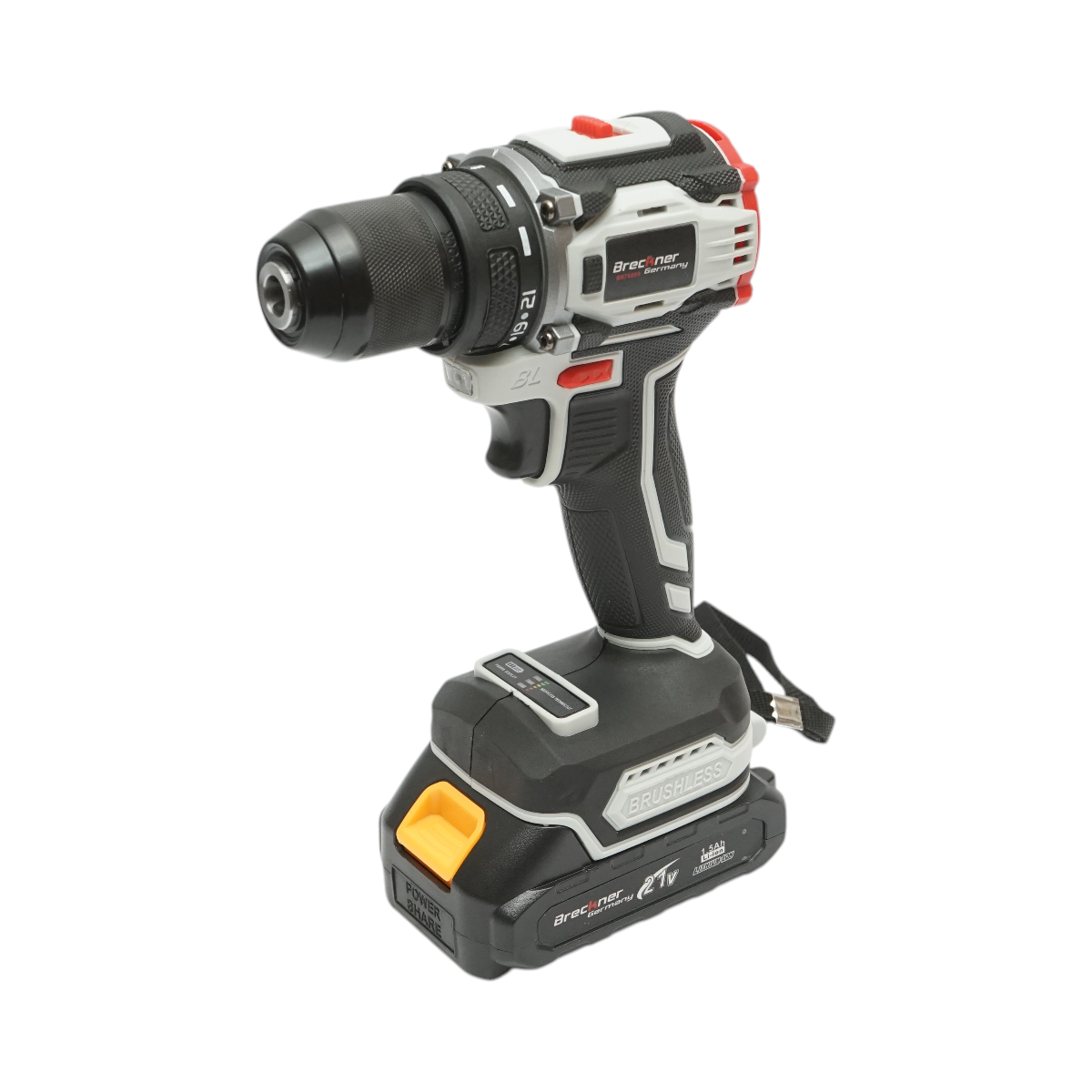 Masina de insurubat si gaurit fara perii cu 2 baterii litiu 21V/1.5Ah, cuplu 40Nm, mandrina 10mm, turatie 1350rpm Breckner Germany - imagine 5