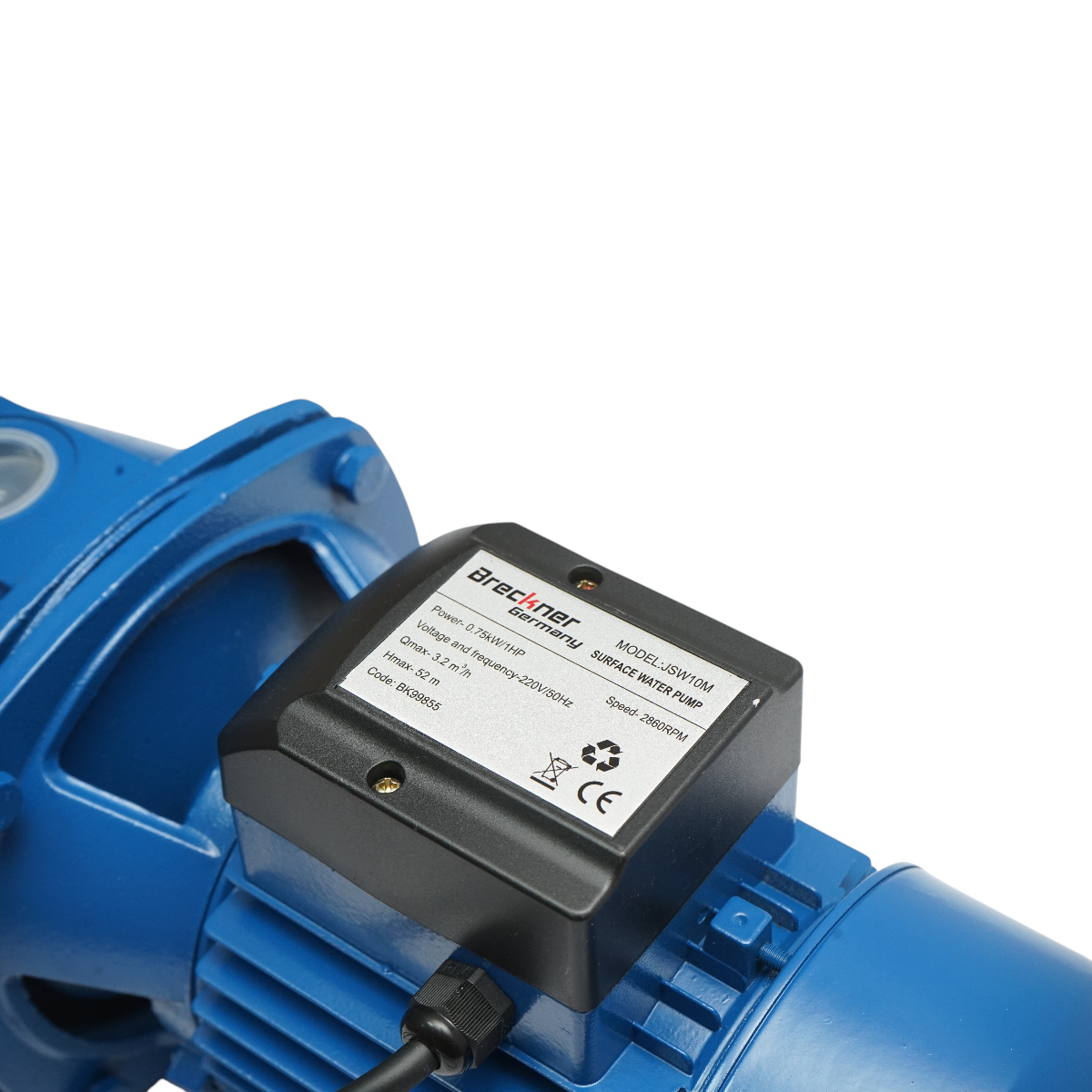 Pompa apa de suprafata autoamorsanta 750W, 220V, debit 53 L/min, H52m, bobinaj cupru JSW10M Breckner Germany - imagine 7