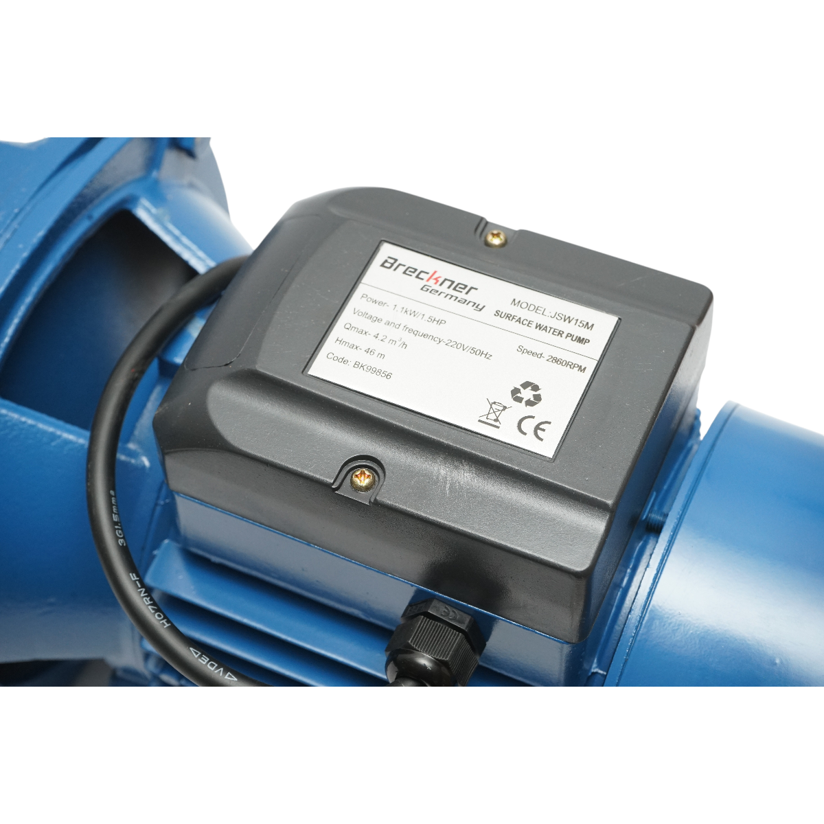 Pompa apa de suprafata autoamorsanta 1.1KW, 220V, debit 70 L/min, H46m JSW15M Breckner Germany - imagine 7