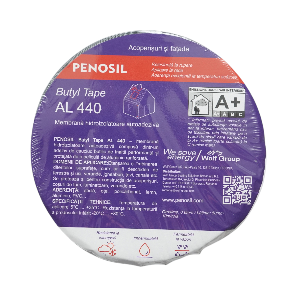 Banda butilica hidroizolanta autoadeziva cu folie de aluminiu 0.6x50mmx10m Butyl Tape AL 440 Penosil - imagine 2