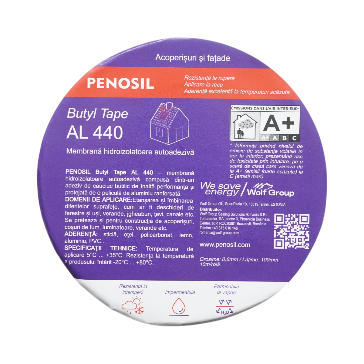 Banda butilica hidroizolanta autoadeziva cu folie de aluminiu 0.6x100mmx10m Butyl Tape AL 440 Penosil - imagine 2