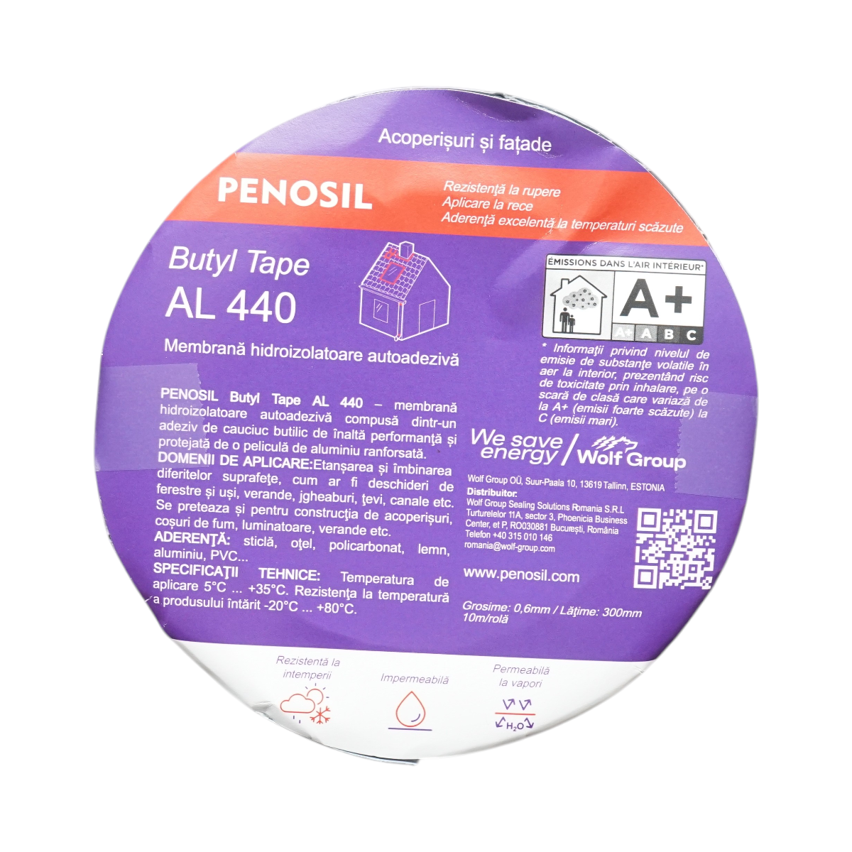 Banda butilica hidroizolanta autoadeziva cu folie de aluminiu 0.6x300mmx10m Butyl Tape AL 440 Penosil - imagine 2