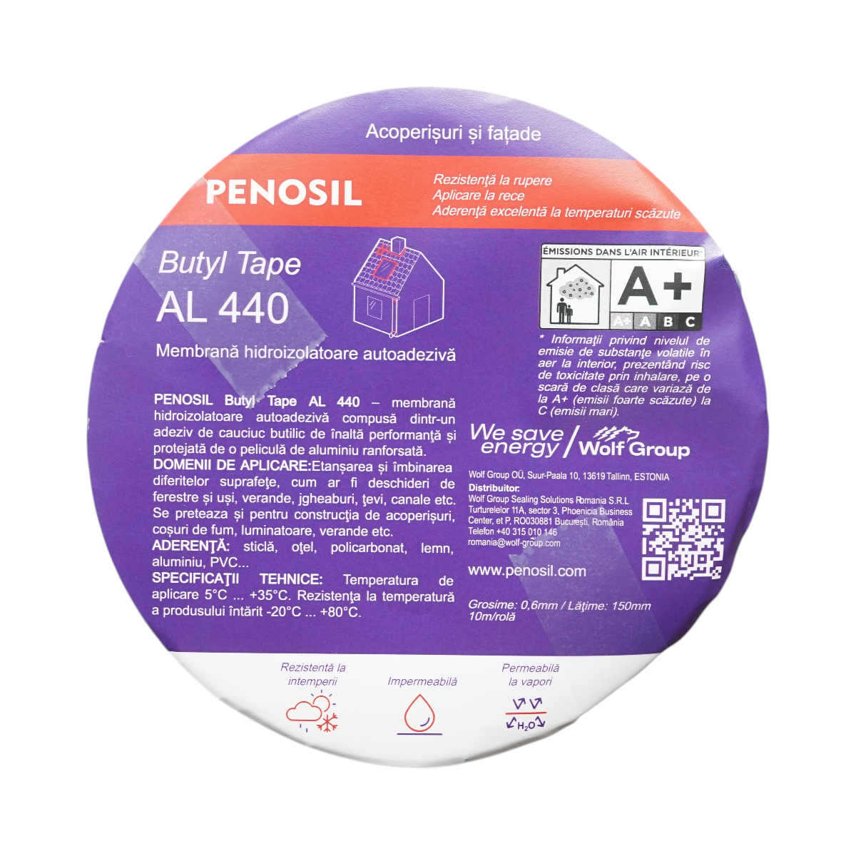 Banda butilica hidroizolanta autoadeziva cu folie de aluminiu 0.6x150mmx10m Butyl Tape AL 440 Penosil - imagine 2