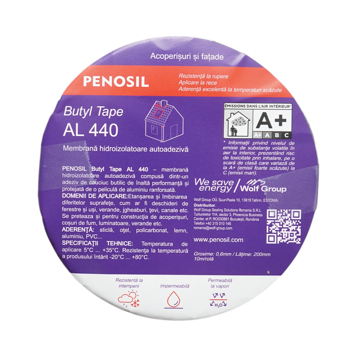 Banda butilica hidroizolanta autoadeziva cu folie de aluminiu 0.6x200mmx10m Butyl Tape AL 440 Penosil - imagine 2