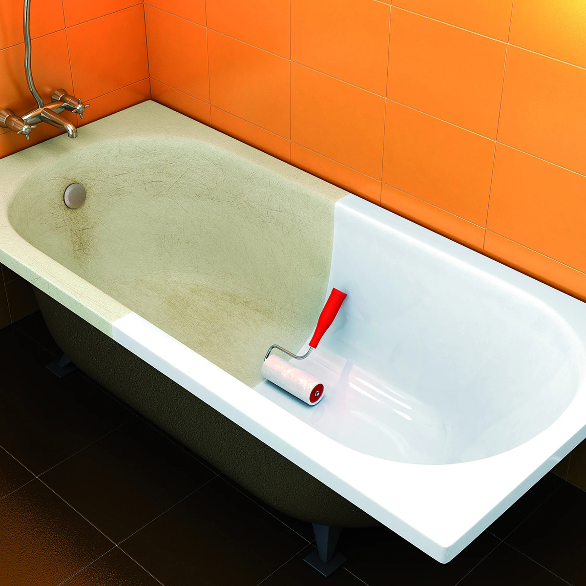 Kit vopsea email epoxidica alb lucios pentru renovare cada de fonta 960g Penosil Bath Coating 500 - imagine 3