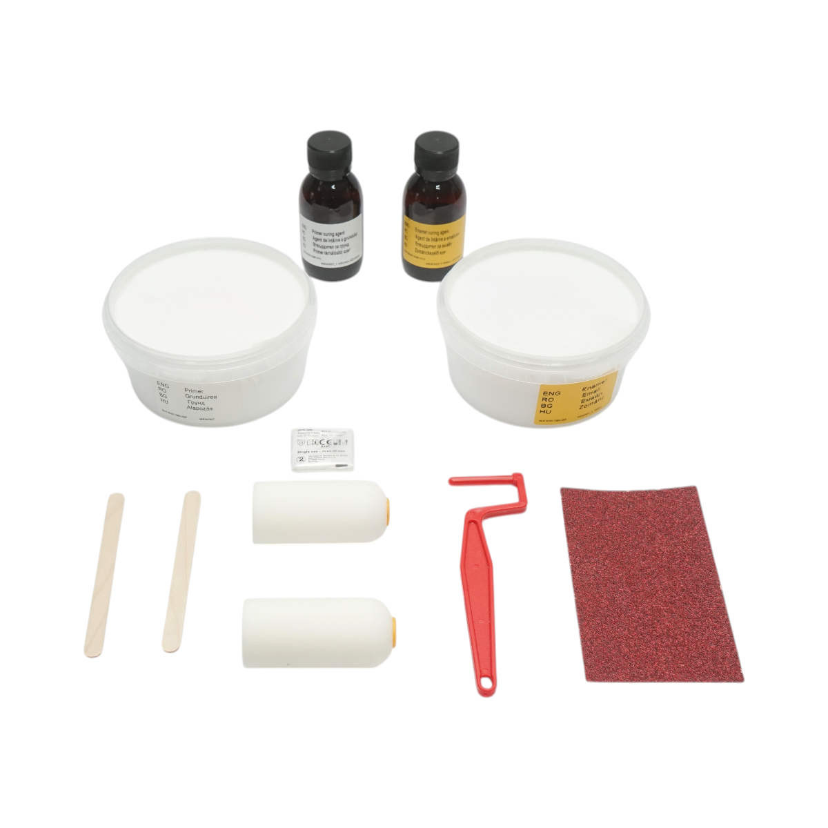 Kit vopsea email epoxidica alb lucios pentru renovare cada de fonta 960g Penosil Bath Coating 500 - imagine 2