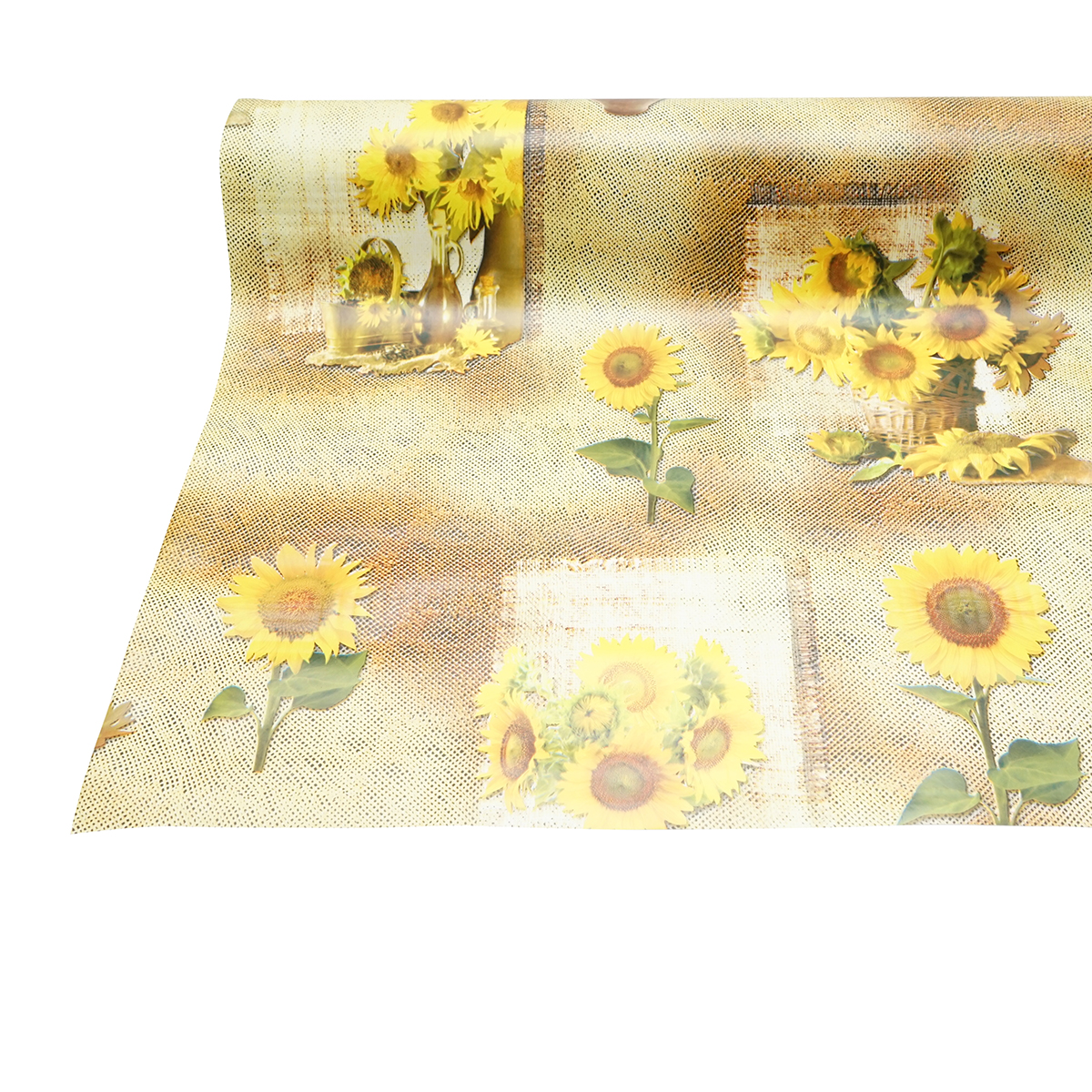 Rola fata de masa decorativa PVC 1.37x20m, grosime 0.18mm, textil 45 g/mp, model floarea soarelui Breckner Germany - imagine 5