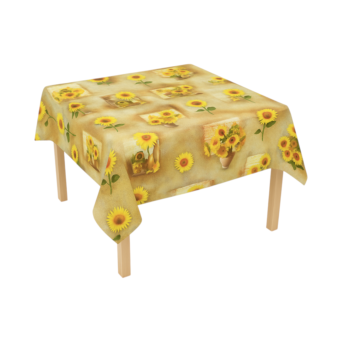 Rola fata de masa decorativa PVC 1.37x20m, grosime 0.18mm, textil 45 g/mp, model floarea soarelui Breckner Germany