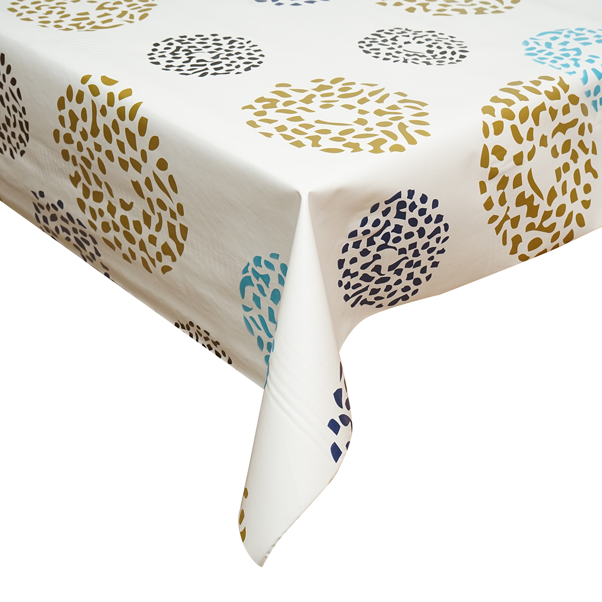 Rola fata de masa decorativa PVC 1.37x20m, grosime 0.18mm, textil 45 g/mp, model cerc multicolor Breckner Germany - imagine 3