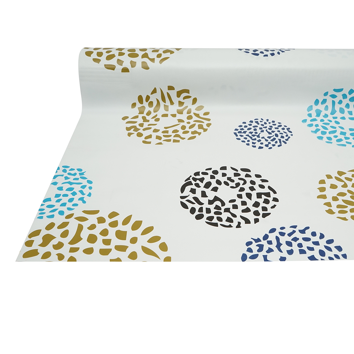 Rola fata de masa decorativa PVC 1.37x20m, grosime 0.18mm, textil 45 g/mp, model cerc multicolor Breckner Germany - imagine 5