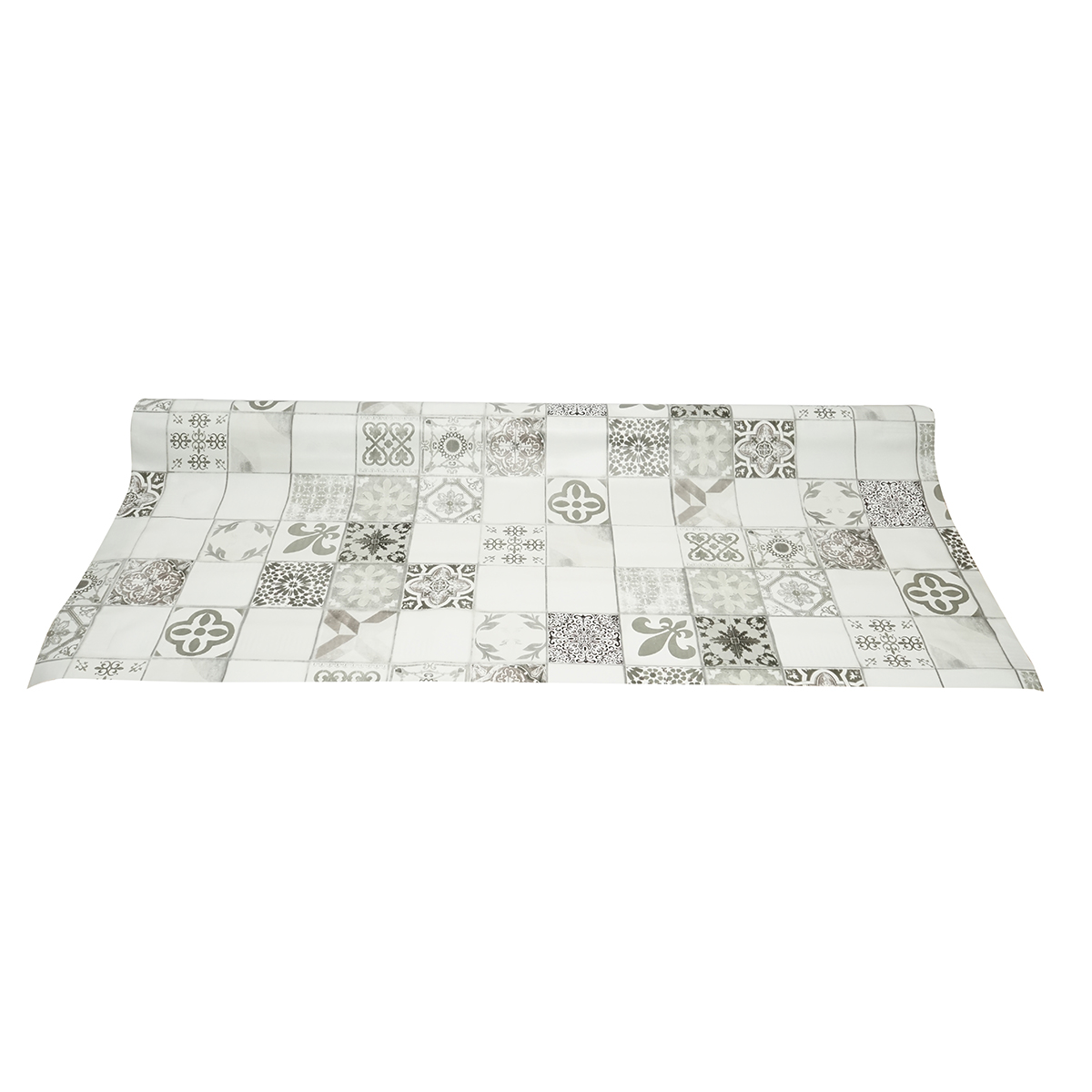 Rola fata de masa decorativa PVC 1.37x20m, grosime 0.18mm, textil 45 g/mp, model mozaic vintage Breckner Germany - imagine 2