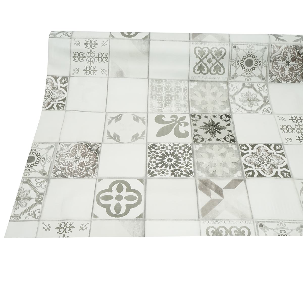 Rola fata de masa decorativa PVC 1.37x20m, grosime 0.18mm, textil 45 g/mp, model mozaic vintage Breckner Germany - imagine 5