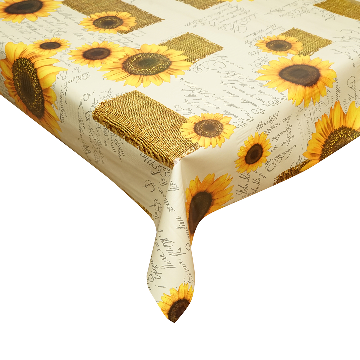 Rola fata de masa decorativa PVC 1.37x20m, grosime 0.18mm, textil 45 g/mp, model floarea soarelui Breckner Germany - imagine 3