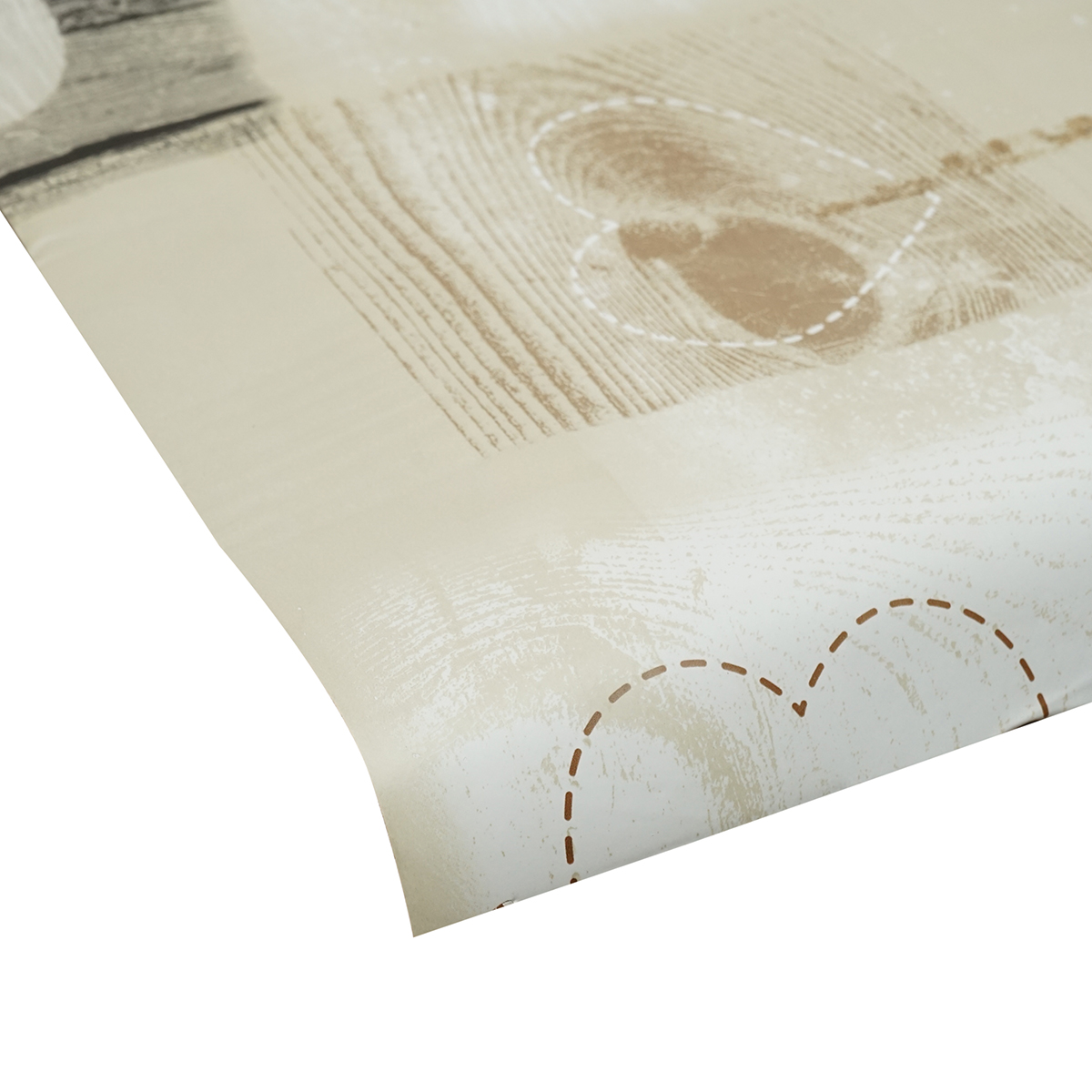 Rola fata de masa decorativa PVC 1.37x20m, grosime 0.18mm, textil 45 g/mp, model inimi crem Breckner Germany - imagine 3