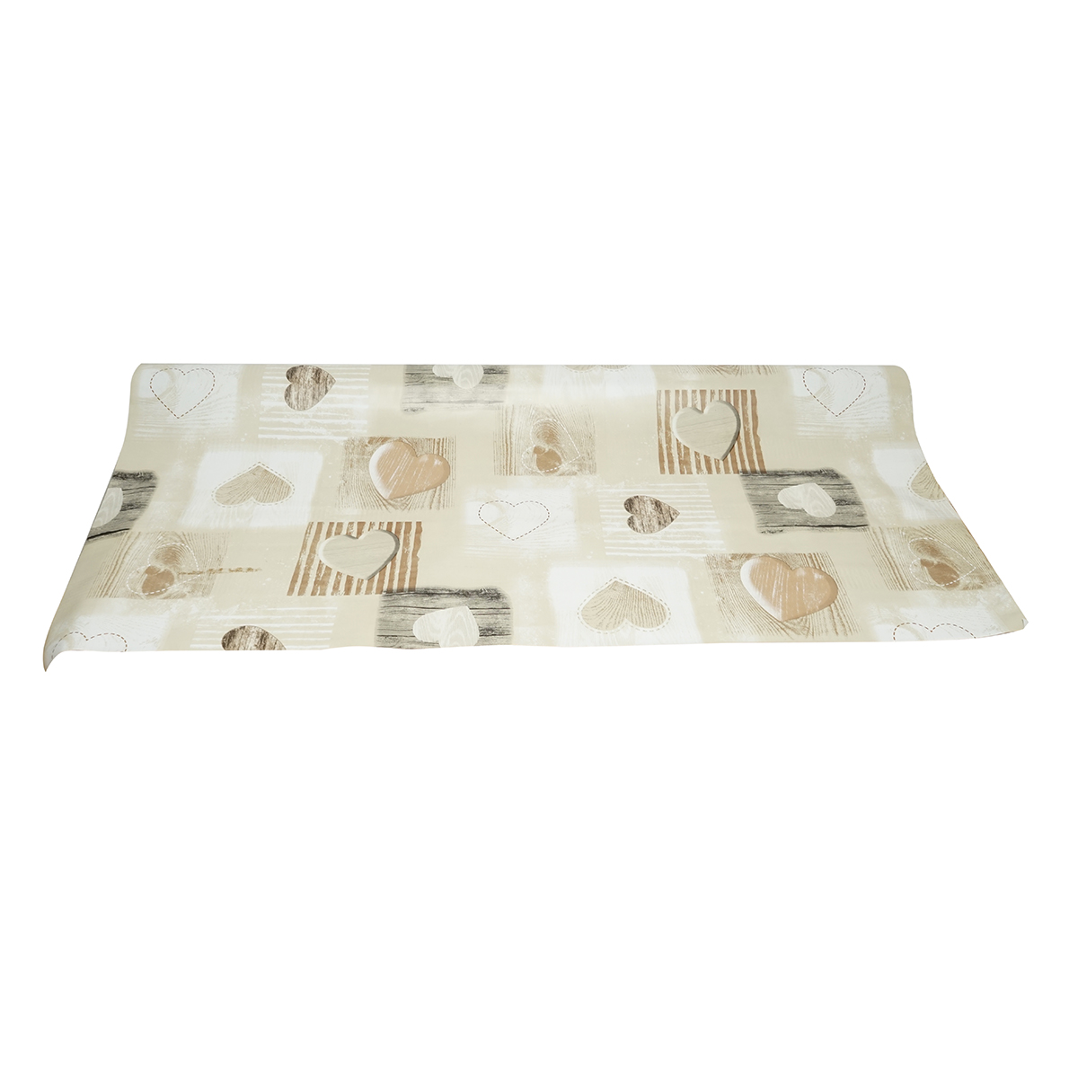 Rola fata de masa decorativa PVC 1.37x20m, grosime 0.18mm, textil 45 g/mp, model inimi crem Breckner Germany - imagine 2
