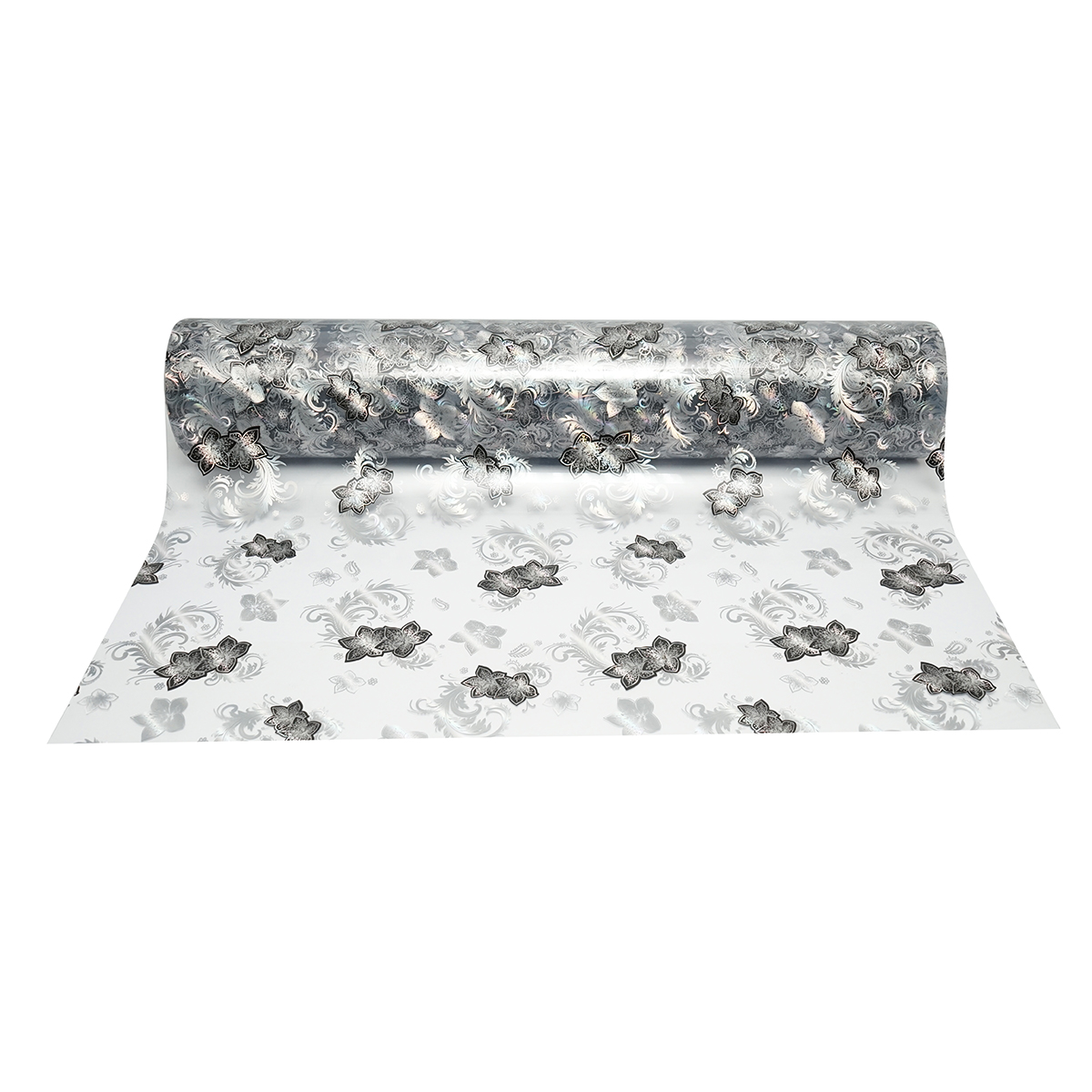 Rola folie protectie masa transparenta PVC siliconizat 1x20m, grosime 1.2mm, model floral negru Breckner Germany - imagine 2