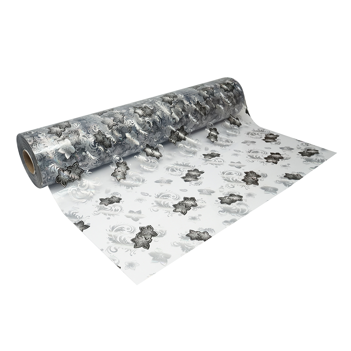 Rola folie protectie masa transparenta PVC siliconizat 1x20m, grosime 1.2mm, model floral negru Breckner Germany - imagine 6
