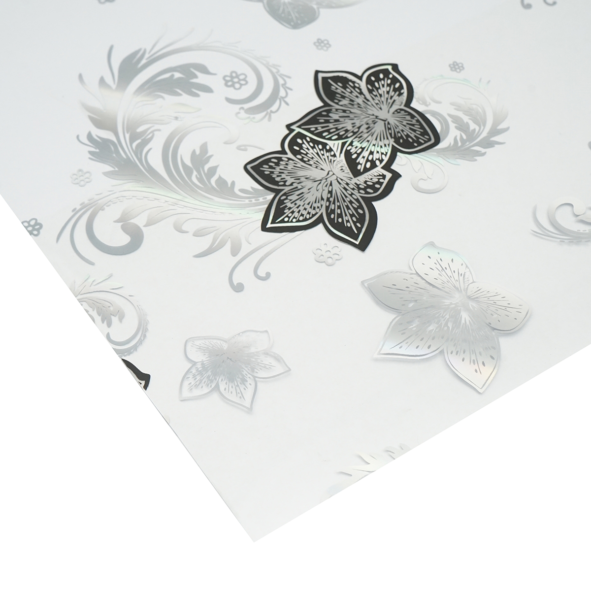 Rola folie protectie masa transparenta PVC siliconizat 1x20m, grosime 1.2mm, model floral negru Breckner Germany - imagine 4