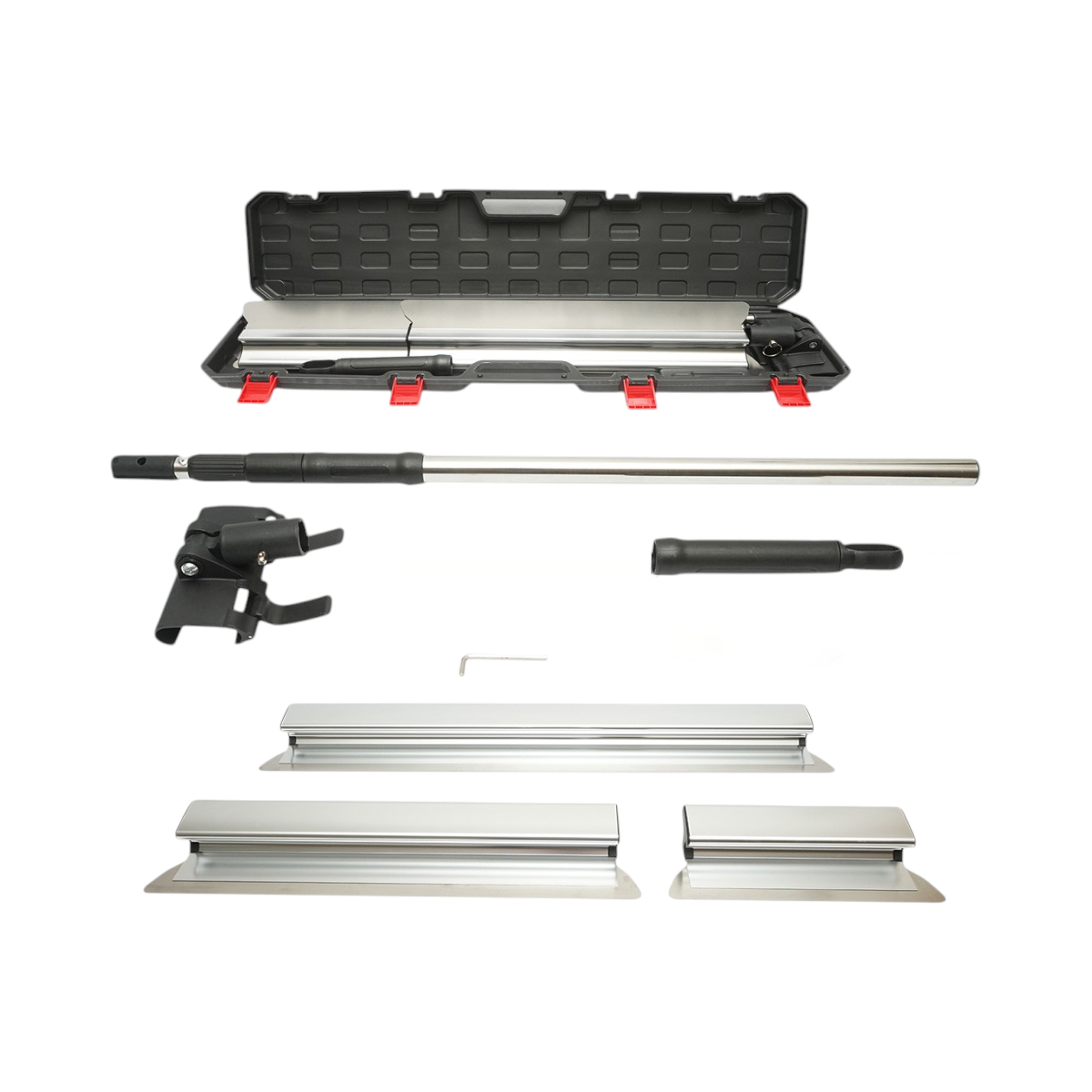 Set 3 gletiere profesionale inox 30/55/100cm, suport cu maner telescopic 85-200cm