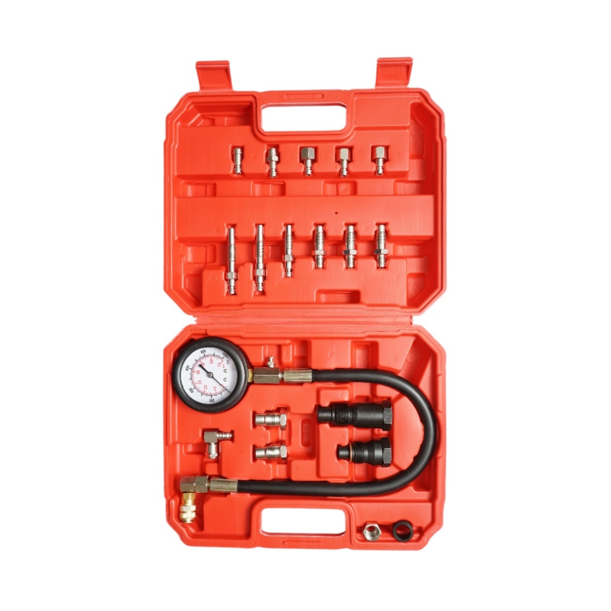 Trusa tester compresie motoare diesel cu manometru mecanic 0-70 bar 19 piese - imagine 2