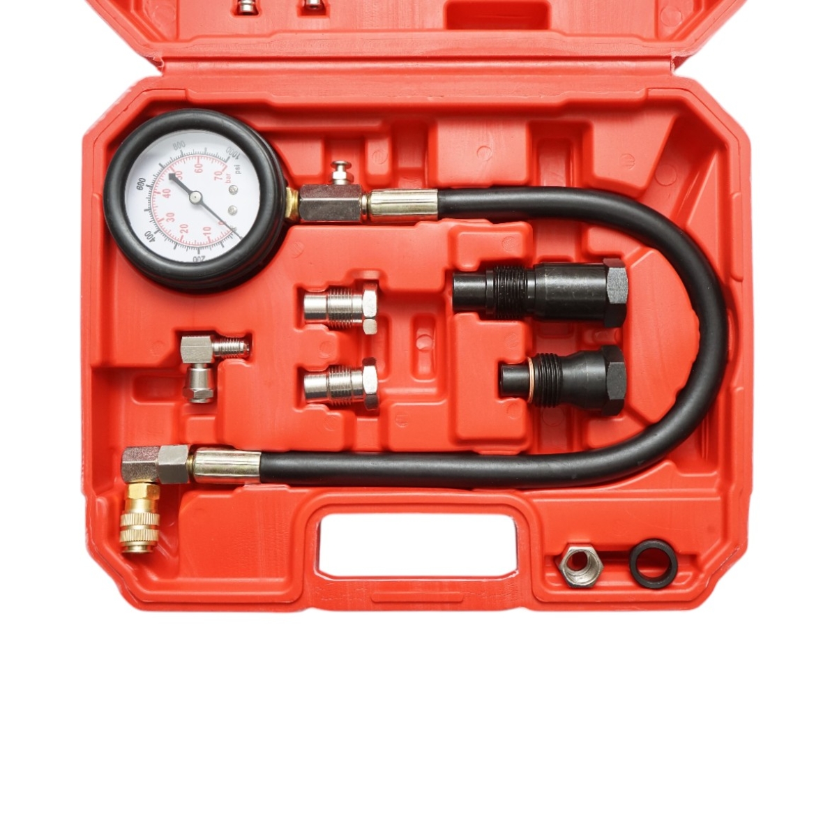 Trusa tester compresie motoare diesel cu manometru mecanic 0-70 bar 19 piese - imagine 4