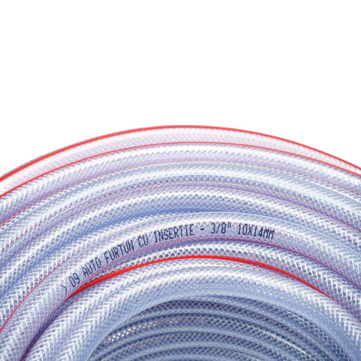 Furtun gradina PVC transparent 3/8 inch (10mm), PN9 bar, 10x14mm cu insertie textila impletita 50m/rola - imagine 4