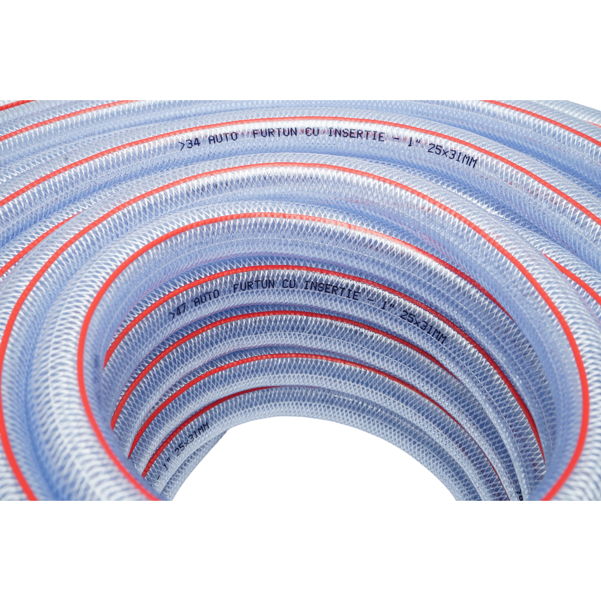 Furtun gradina PVC transparent 1 inch (25mm), PN5 bar, 25x31mm cu insertie textila impletita 50m/rola UZ INTENSIV - imagine 4