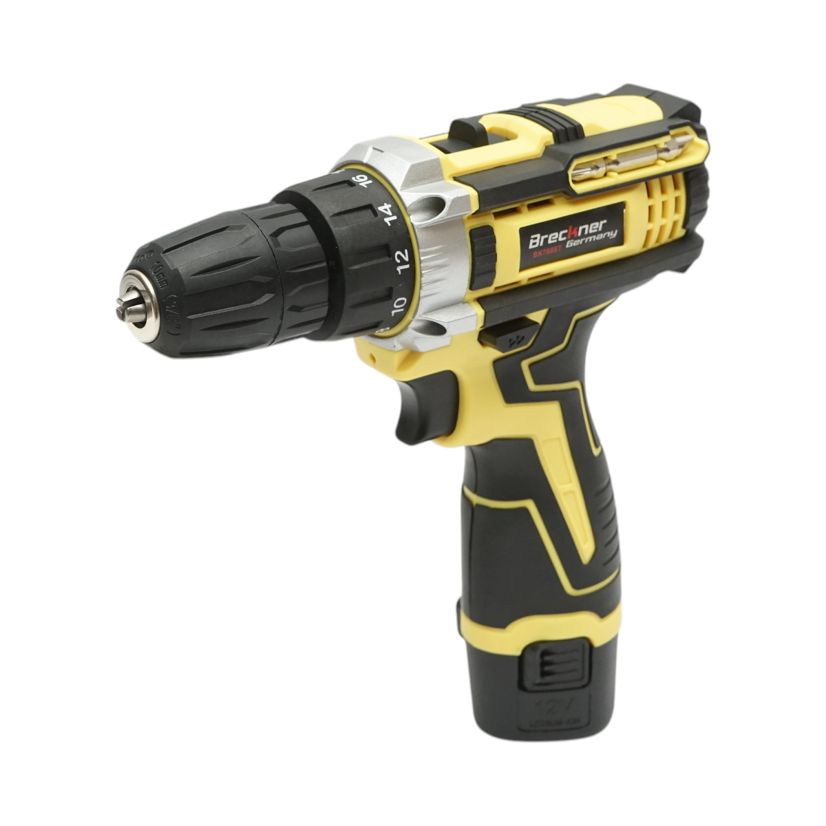 Masina de insurubat si gaurit cu 2 acumulatori 12V, 1.5Ah Li-ion, cuplu 25Nm, mandrina 10mm, 0-350/1350rpm Breckner Germany - imagine 4