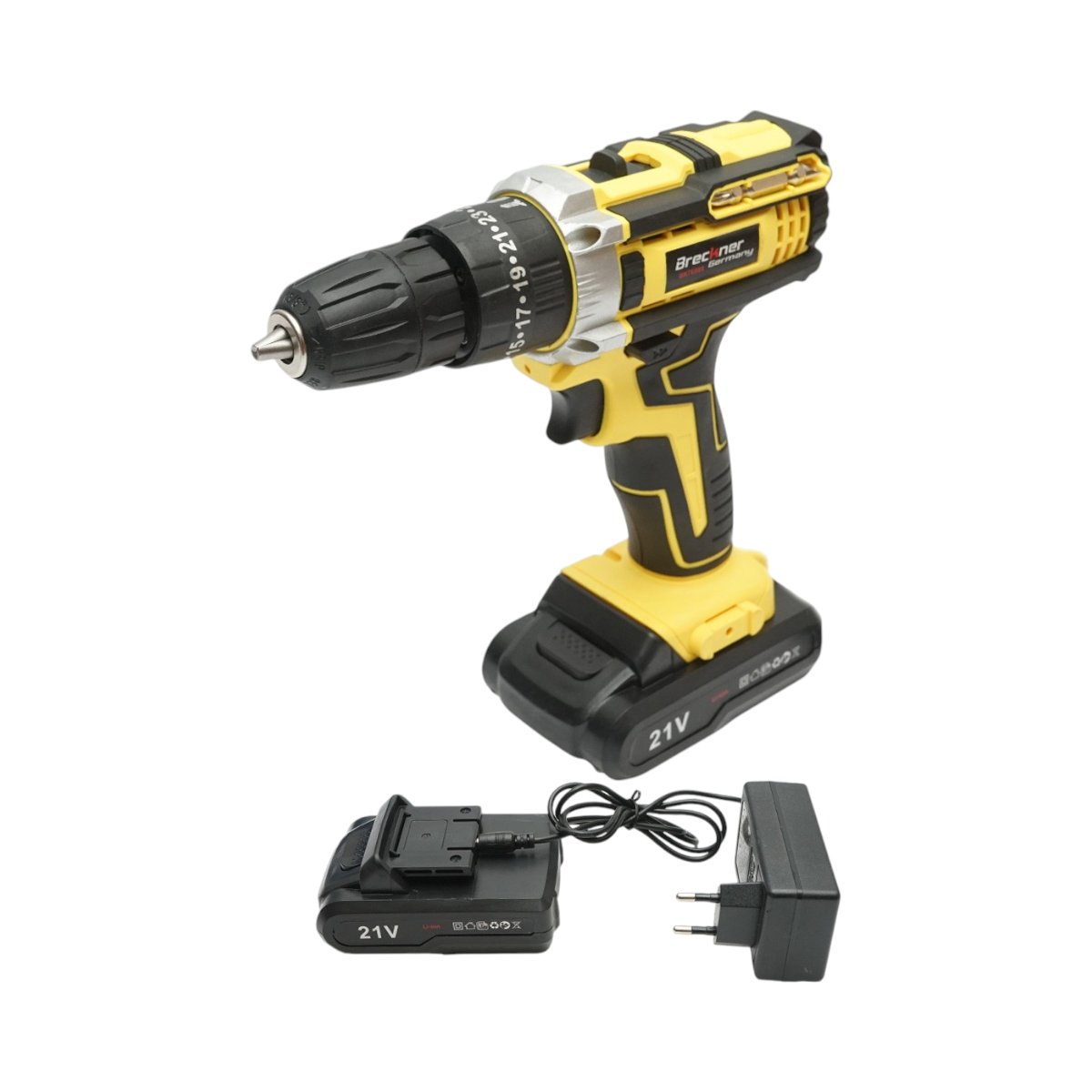 Masina de insurubat si gaurit cu percutie, 2 acumulatori 21V, 1.5Ah Li-ion, cuplu 29Nm, mandrina 10mm, 0-350/1350rpm Breckner Germany