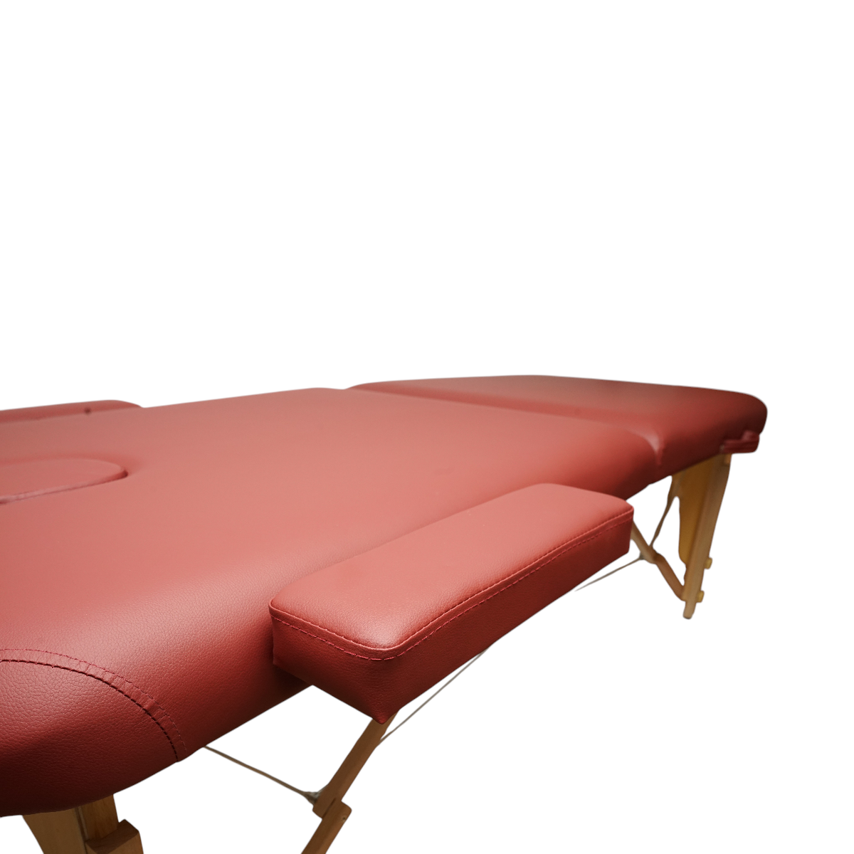 Masa de masaj pliabila portabila 2 zone, cadru lemn, spuma 5cm, inaltime 55-76cm, piele ecologica rosu burgundy 60x213cm THOR - imagine 10