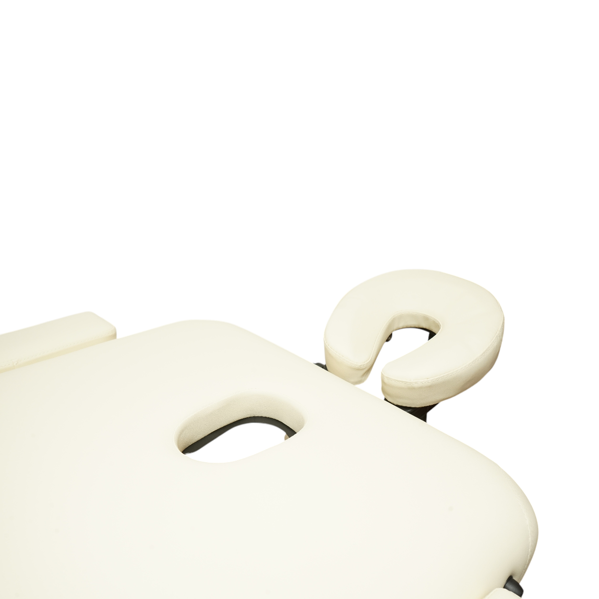 Masa de masaj pliabila portabila 2 zone, cadru lemn, spuma 5cm, inaltime 55-76cm, piele ecologica crem 60x213cm THOR - imagine 9