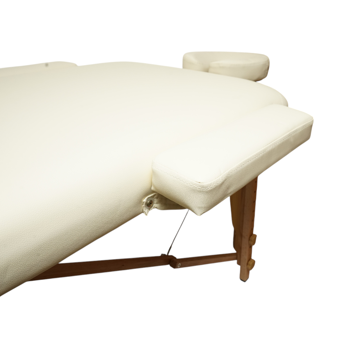 Masa de masaj pliabila portabila 3 zone, cadru lemn, spuma 5cm, inaltime 55-76cm, piele ecologica crem 60x213cm THOR - imagine 9