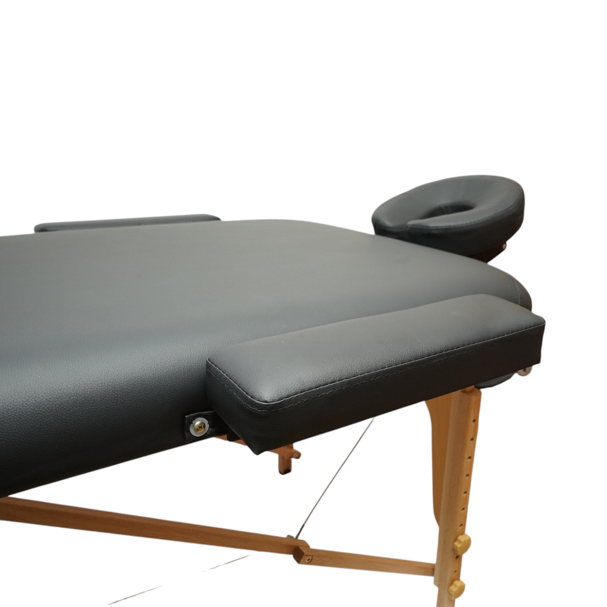 Masa de masaj pliabila portabila 3 zone, cadru lemn, spuma 5cm, inaltime 55-76cm, piele ecologica neagra 60x213cm THOR - imagine 8