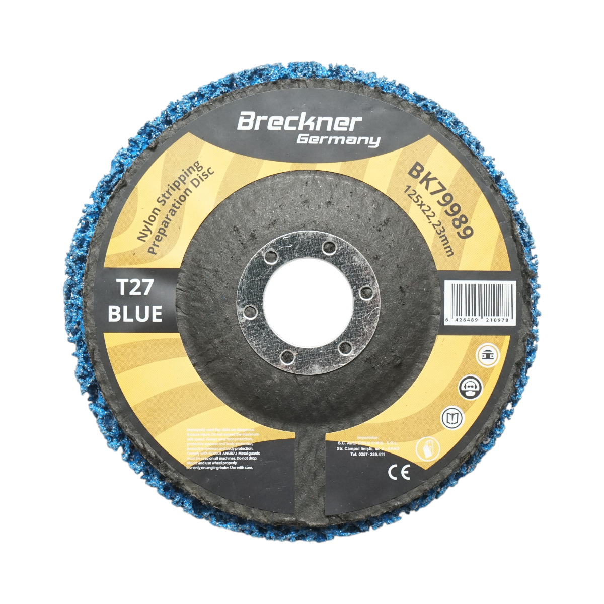 Disc abraziv netesut compact 125x22.23mm T27, granulatie medie pentru curatare rugina si vopsea Breckner Germany