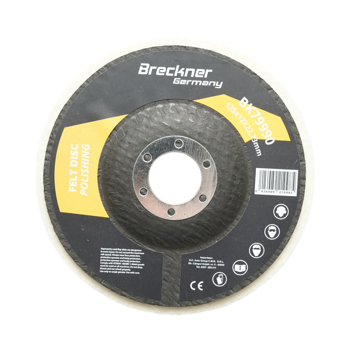Disc pasla pentru polisare 125x12x22.23mm, lustruire si finisare metal, inox, aluminiu Breckner Germany