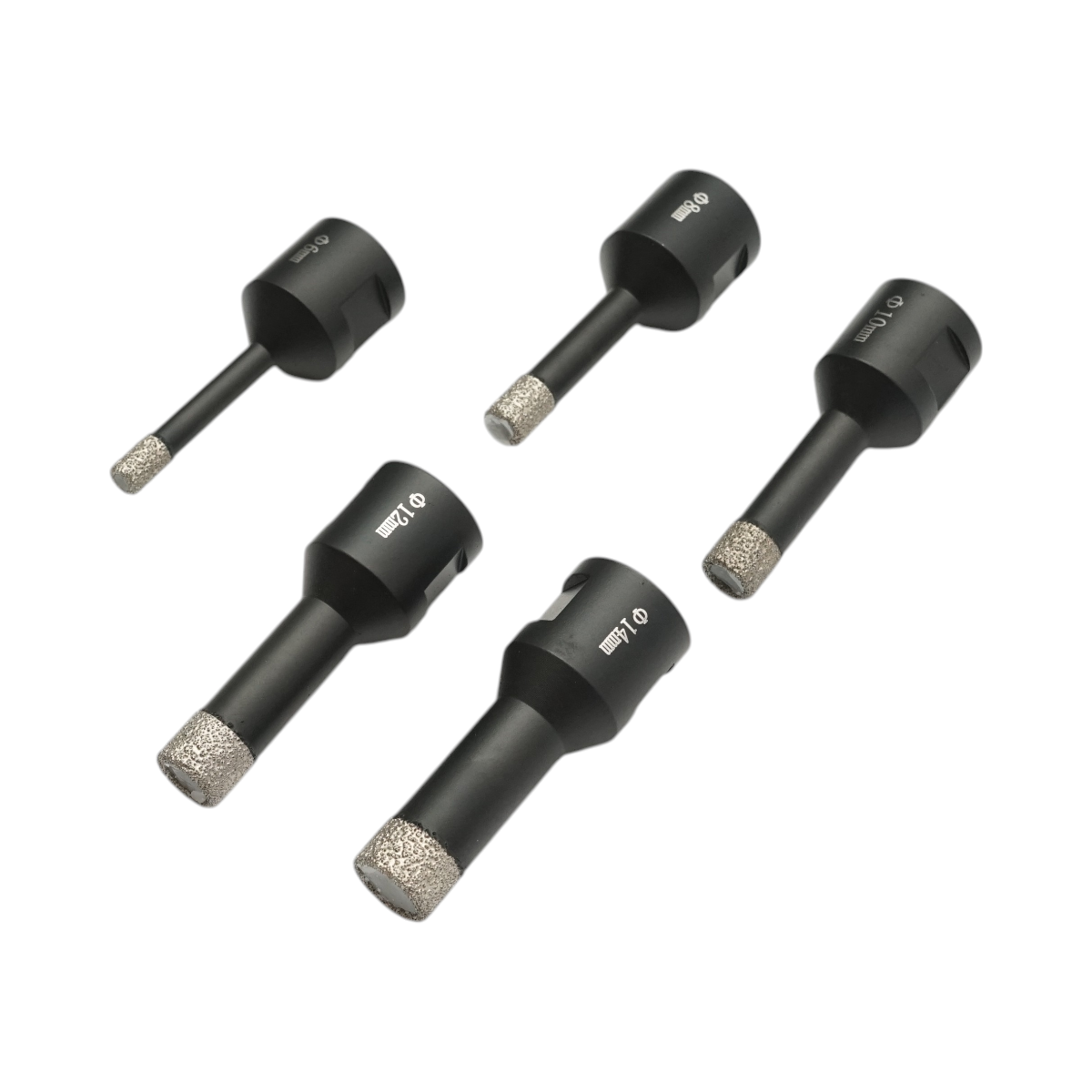 Set 5 carote diamantate 6, 8, 10, 12, 14mm, filet interior M14 pentru placi ceramice, marmura, granit Breckner Germany - imagine 5