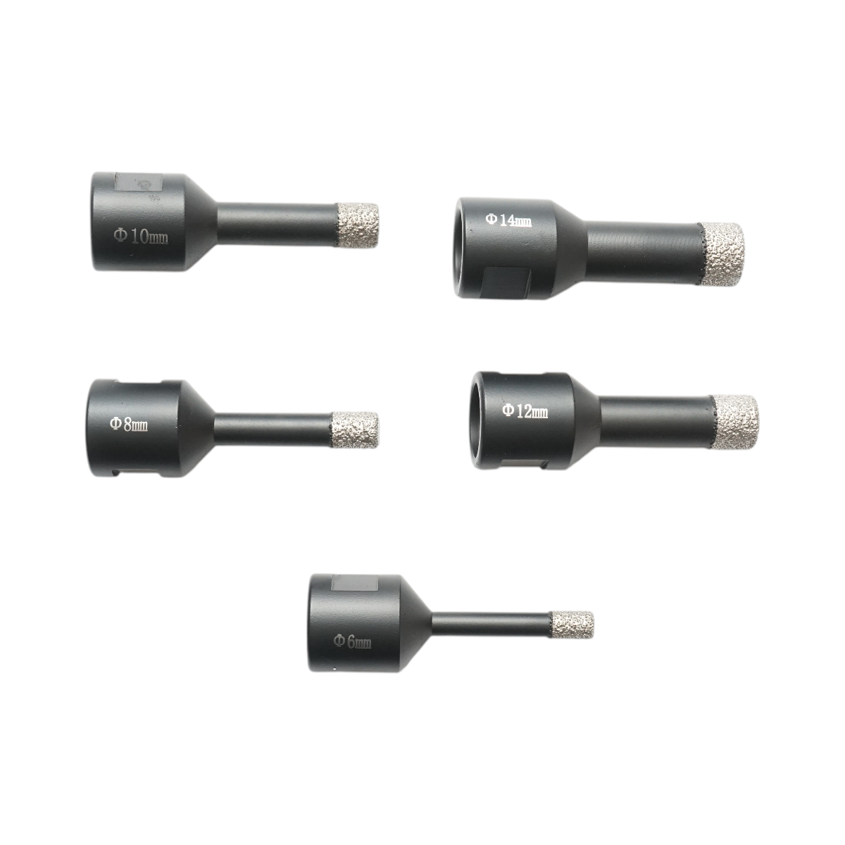 Set 5 carote diamantate 6, 8, 10, 12, 14mm, filet interior M14 pentru placi ceramice, marmura, granit Breckner Germany - imagine 6