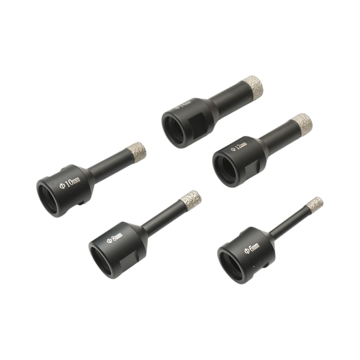 Set 5 carote diamantate 6, 8, 10, 12, 14mm, filet interior M14 pentru placi ceramice, marmura, granit Breckner Germany - imagine 7