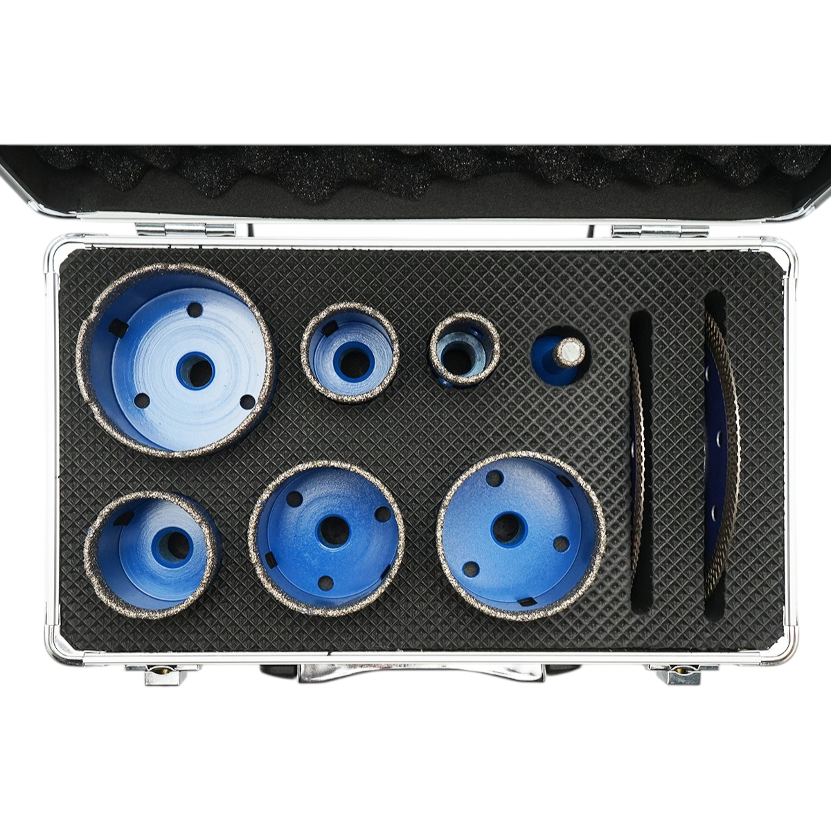 Set 7 carote diamantate 10-68mm, filet interior M14 + 2 discuri 115, 125mm pentru placi ceramice, marmura, granit Breckner Germany - imagine 5