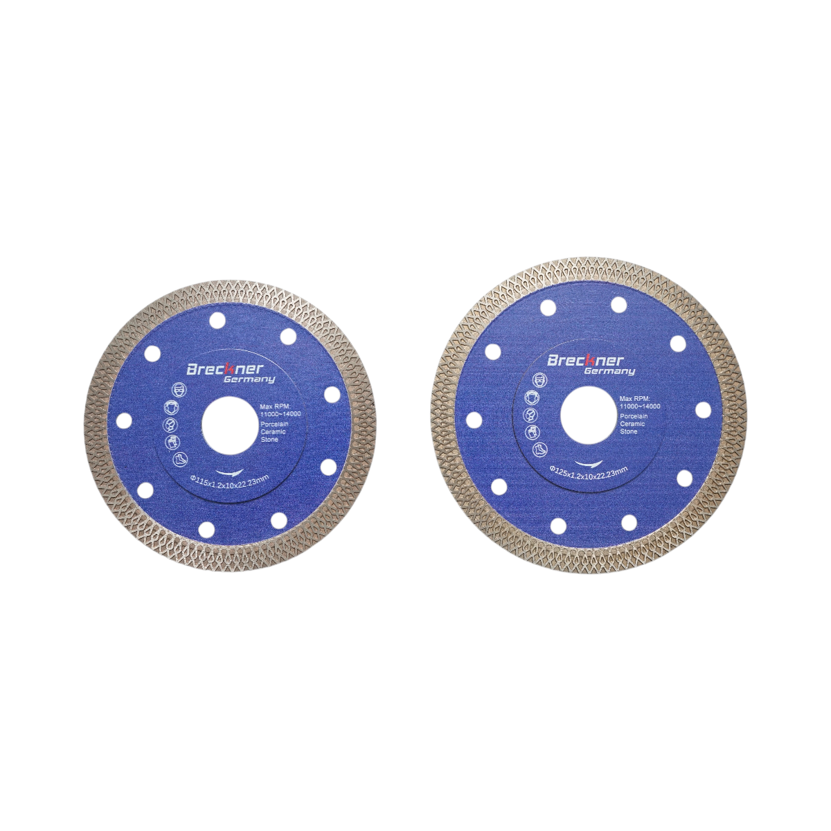 Set 7 carote diamantate 10-68mm, filet interior M14 + 2 discuri 115, 125mm pentru placi ceramice, marmura, granit Breckner Germany - imagine 6