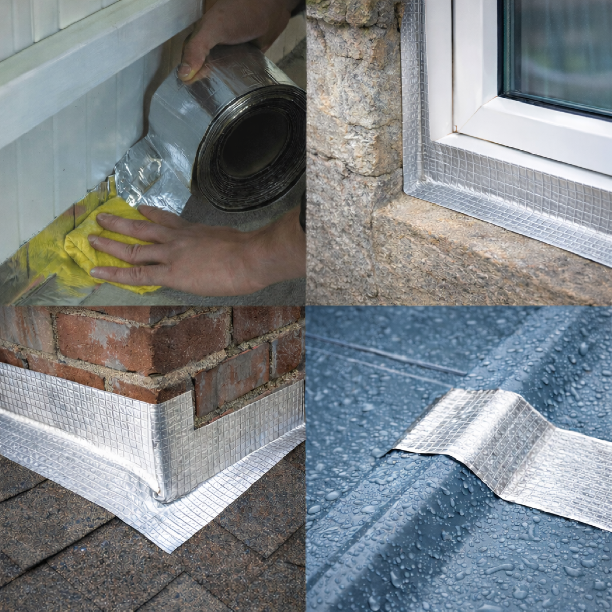 Banda butilica hidroizolanta autoadeziva cu folie de aluminiu 200mmx10m Breckner Germany - imagine 5