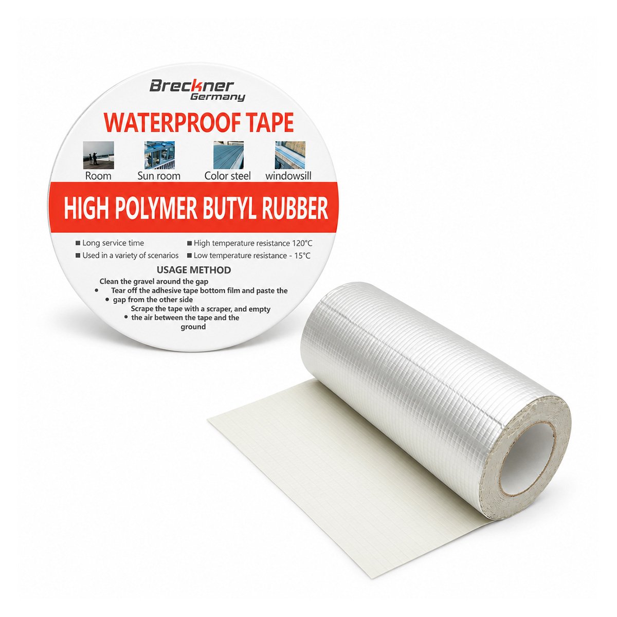 Banda butilica hidroizolanta autoadeziva 300mm x 10m cu folie de aluminiu Breckner Germany