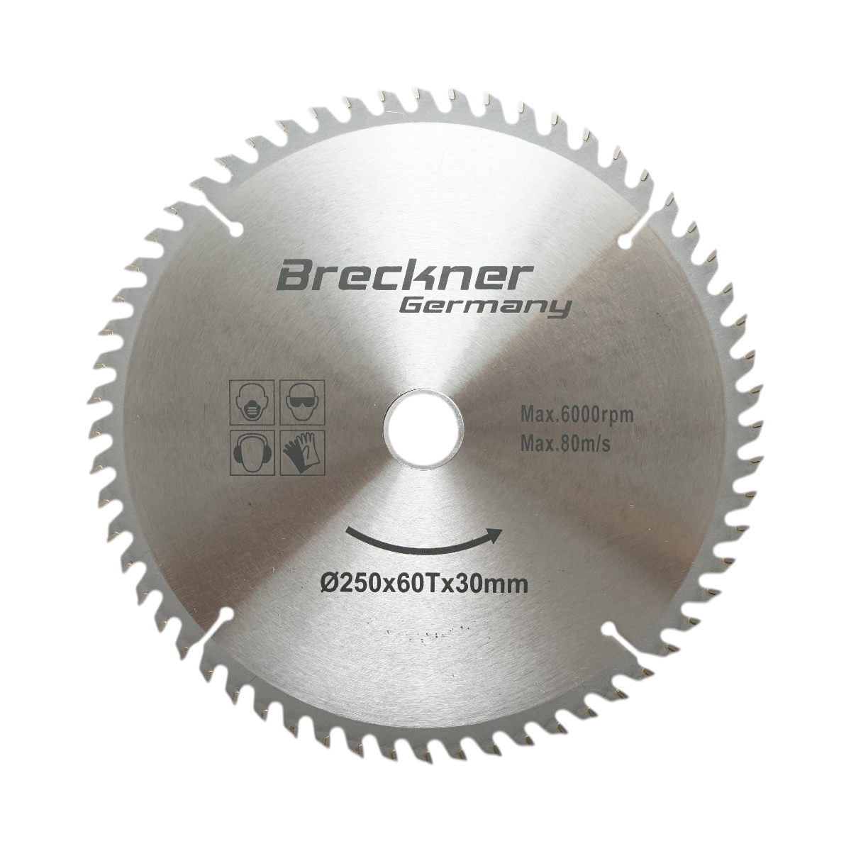 Disc circular vidia pentru lemn 250x30mm, 60 dinti, turatie maxima 6000rpm Breckner Germany