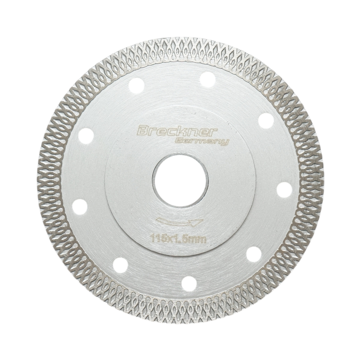 Disc diamantat turbo continuu 115x1.5x22.23mm, taiere umeda/uscata pentru ceramica dura, gresie, faianta Breckner Germany