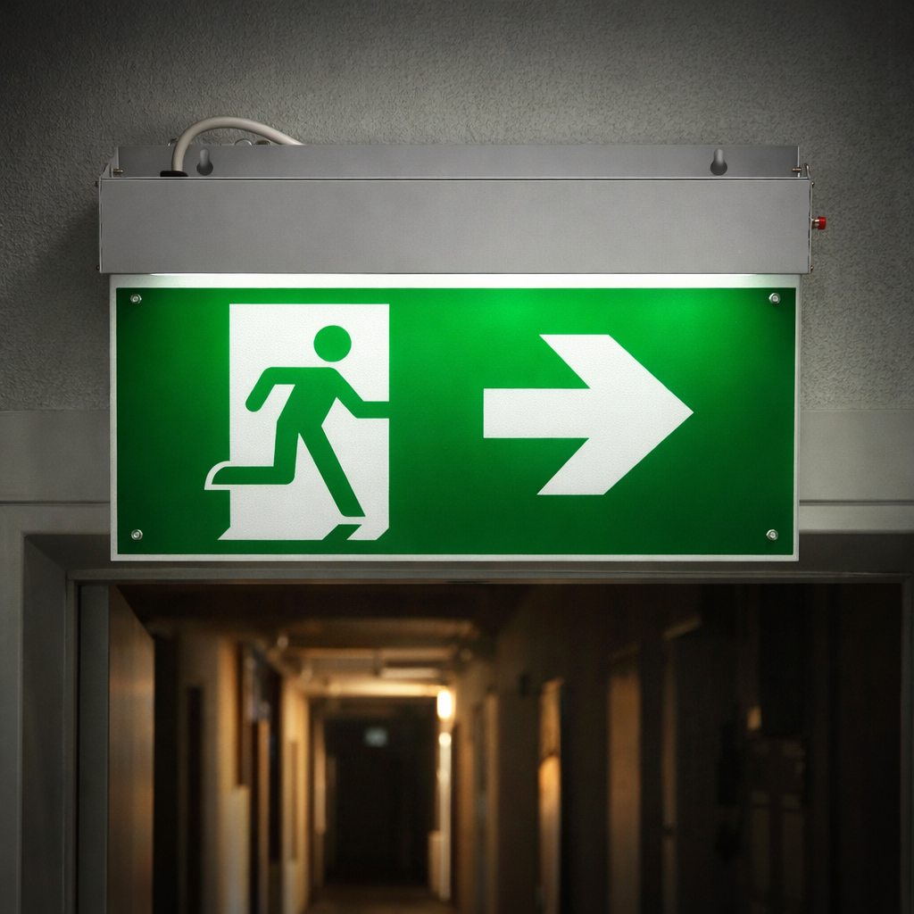 Lampa EXIT LED iesire de urgenta 220V, 3W, baterie Li-ion 1800mAh, montaj aplicat, autonomie 3 ore IP20 - imagine 3