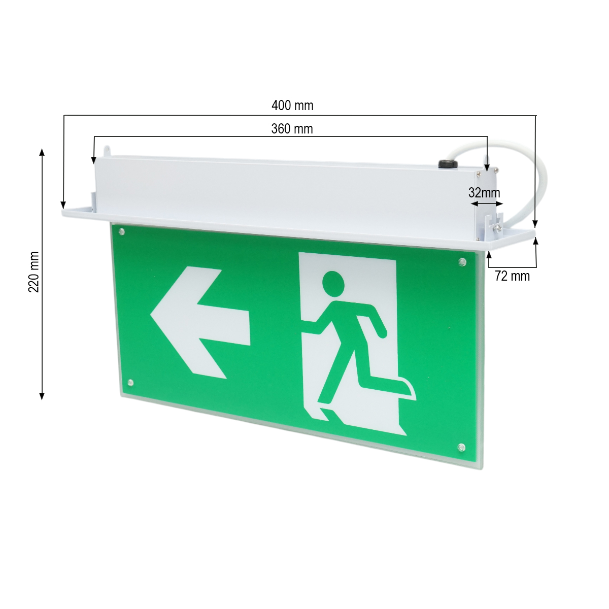 Lampa EXIT LED iesire de urgenta 220V, 3W, baterie Li-ion 1800mAh, montaj incastrat, autonomie 3 ore IP20 - imagine 2